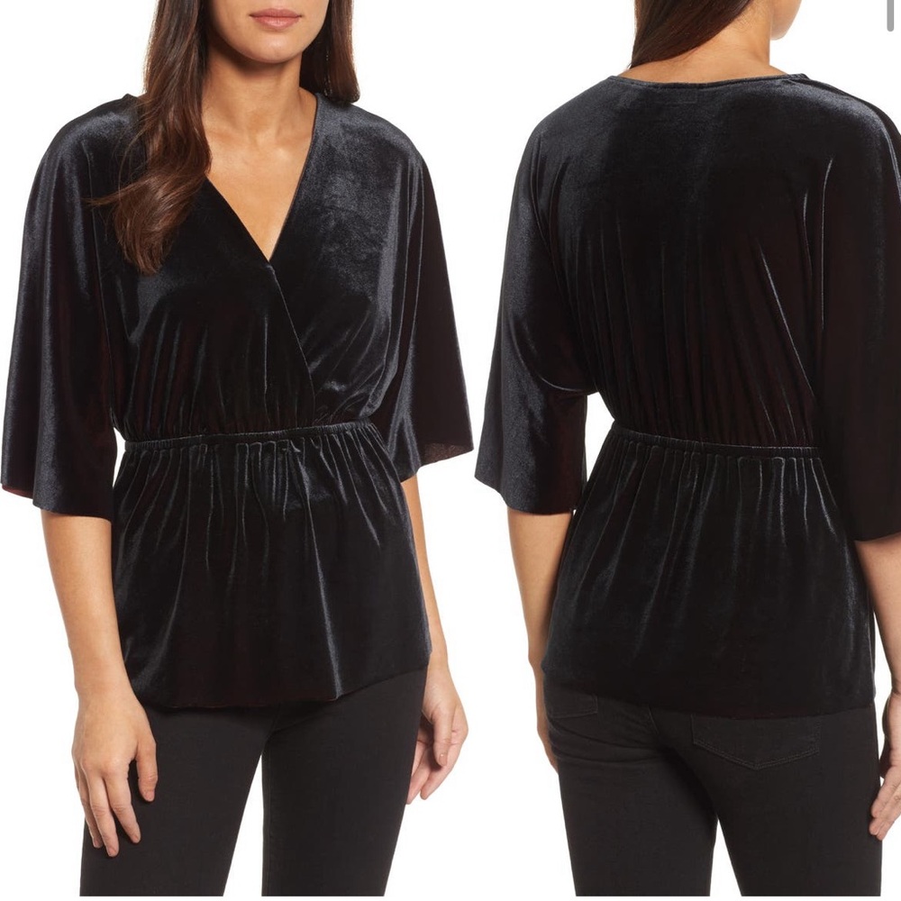 Faux wrap velvet top